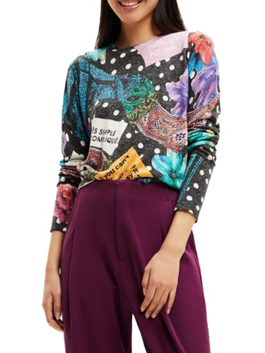 Desigual Damen Black Jers_spice 2000 Black Pullover Sweater, Schwarz, L EU von Desigual