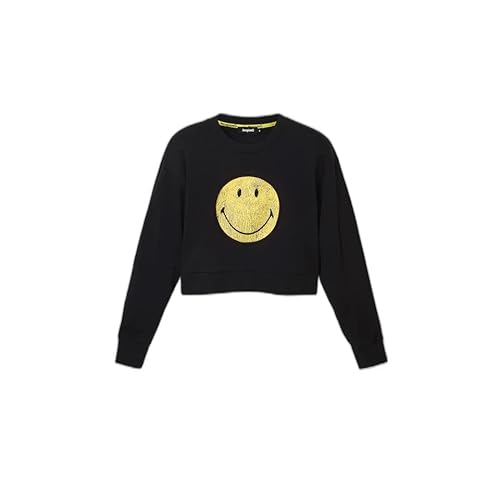 Desigual Damen Black Sweat_smiley 2000 Black Sweater, Schwarz, L EU von Desigual