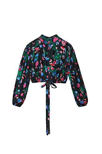 Desigual Damen Blouse met lange mouwen T Shirt, Schwarz, M EU von Desigual