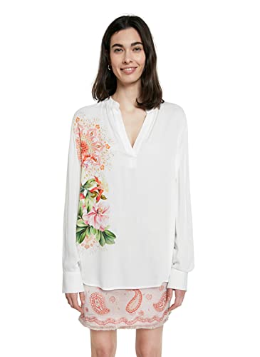 Desigual Damen Blus_tigris Blouse, Weiß, L EU von Desigual