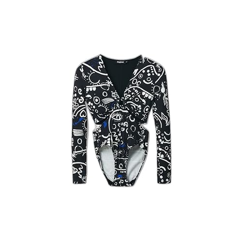 Desigual Damen Body Blouse, Schwarz, M EU von Desigual