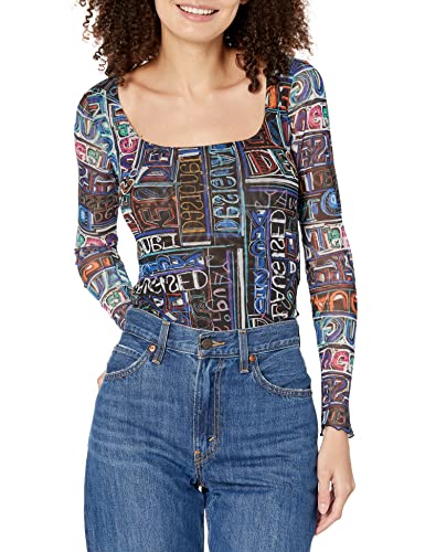 Desigual Damen Body_lettering 2000 Blouse, Schwarz, L EU Desigual Damen Body_lettering 2000 Blouse, Schwarz, L EU von Desigual