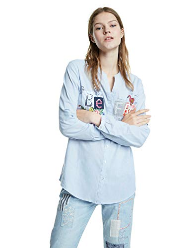 Desigual Damen CAM_BE Free Hemd, Blau (Celeste Palido 5003), X-Small (Herstellergröße: XS) von Desigual