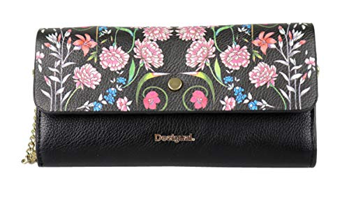 Desigual Damen Clutch Wende Crossbody 2-in-1 Blumen Schwarz Nude Creme 19SAYPX12000U, Größe ca.: 21 x 10 x 3,5 cm (L x B X T) von Desigual