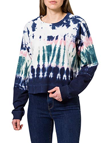 Desigual Damen Crewneck Tie Dye Sweatshirt, Blau, M EU von Desigual