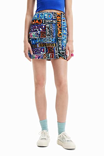 Desigual Damen Fal_lettering 2000 Skirt, Schwarz, M EU von Desigual