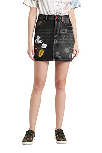 Desigual Damen Fal_mickey Skirt, Faded Black, 42 EU von Desigual