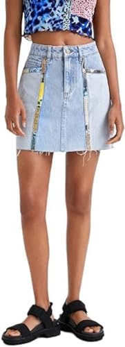 Desigual Damen Fal_tamara, 5160 Denim Medium Skirt, Blau, XS EU von Desigual