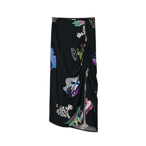 Desigual Damen Fla_lucea, 2000 Black, Skirt, Schwarz, L EU von Desigual