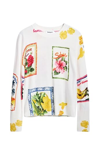 Desigual Damen 25SWJF32 Sweatshirt, White, M von Desigual