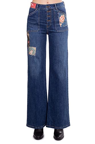 Desigual - Damen Jeans mit Patchwork - Größe 38, blau von Desigual