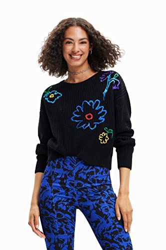 Desigual Damen Jers_larson 2000 Sweatshirt, Schwarz, L EU von Desigual