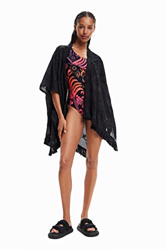 Desigual Damen Kaftan_flower KAFTAN FLOWER CLARA 2000 BLACK, Schwarz, Einheitsgröße EU von Desigual