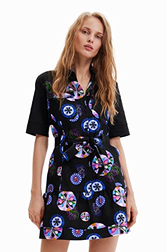 Desigual Damen Kleid SINA schwarz/pink/weiß/blau XL von Desigual