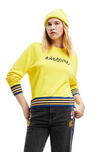 Desigual Damen Manzanilla Jers_Mara 8032 Pullover Sweater, Gelb, L von Desigual