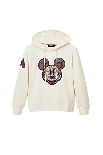 Desigual Damen Mickey1001 Raw Sweat_face Patch Mickey 1001 Sweater, Weiß, S EU von Desigual