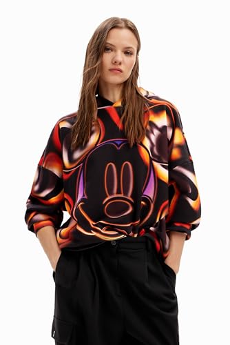 Desigual Damen Oversize Mickey Mouse Hoodie Schwarz, Schwarz, Klein von Desigual
