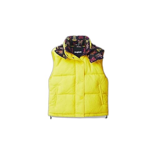 Desigual Damen Padded_Lekran, 8000 Amarillo Fluor, Padded Short Overcoat, Gelb, S von Desigual