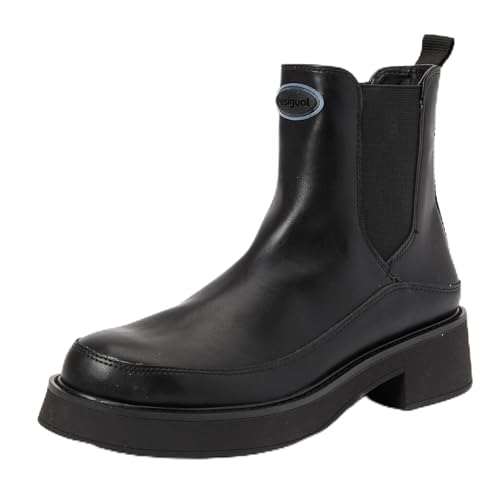 Desigual Damen Shoes 4 Woman PU Flat Fashion Boot, Black, 39 EU von Desigual