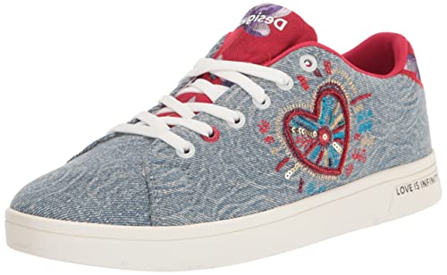 Desigual Damen Shoes_Cosmic Heart Denim Sneaker, Blue, 36 EU von Desigual