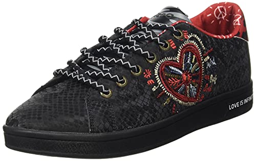 Desigual Damen Shoes_Cosmic_Heart Sneaker, Black, 36 EU von Desigual