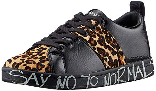 Desigual Damen Shoes_Cosmic_Leopard Sneaker, Black, 36 EU von Desigual