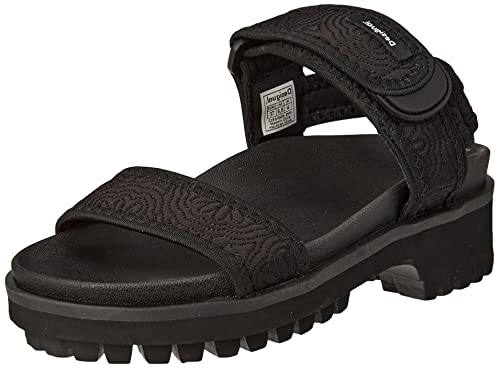 Desigual Damen Shoes_Track Daisy Flache Sandale, Black, 36 EU von Desigual