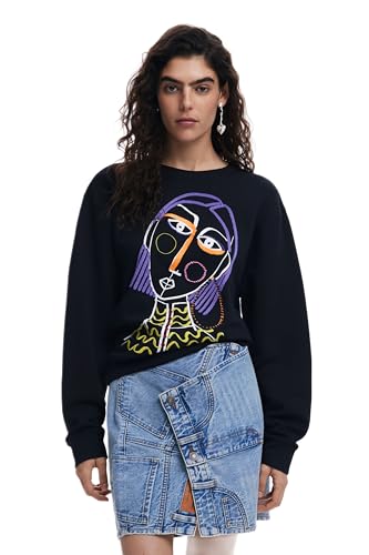 Desigual Damen 25SWSK08 Sweatshirt, Black, S von Desigual