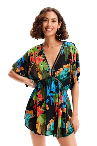 Desigual Damen Swim_top Tropical Party Bikini Top, Schwarz, L EU von Desigual