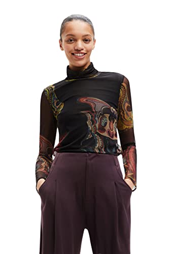 Desigual Damen T-shirt Long Sleeve T Shirt, Schwarz, XS EU von Desigual