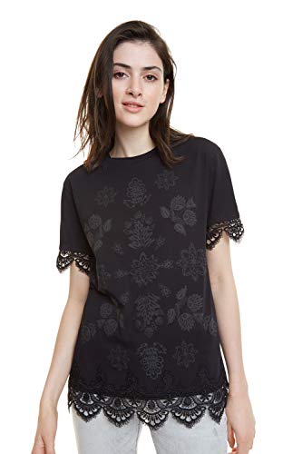 Desigual Damen TS_GANTE T-Shirt, Schwarz (Negro 2000), X-Small (Herstellergröße: XS) von Desigual