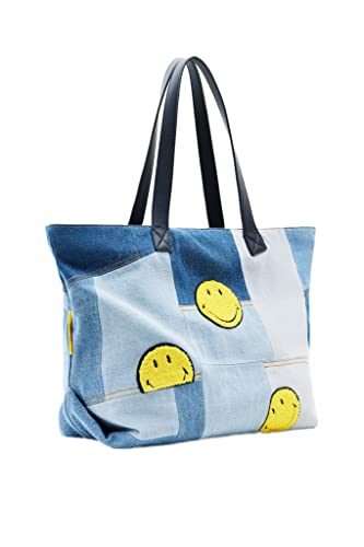 Desigual Damen-Tasche Smiley Denim Patch Namibia 23saxd03 Einzigartig Denim, Denim, Einheitsgröße von Desigual