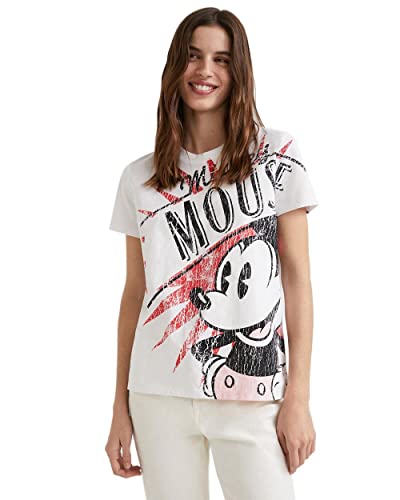 Desigual Damen Ts_mickey Boom T Shirt, Weiß, XXL EU von Desigual