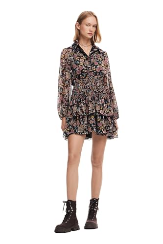 Desigual Damen Woman Woven Long Sleeve Dress, Schwarz, XS EU von Desigual