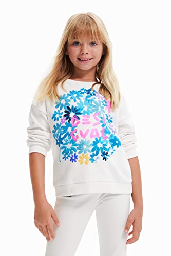 Desigual Girl's Bloom 1001 Crudo Sweater, White, 8 Years von Desigual