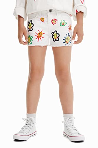 Desigual Girl's Denim_Flowers Jeans, White, 4 Years von Desigual