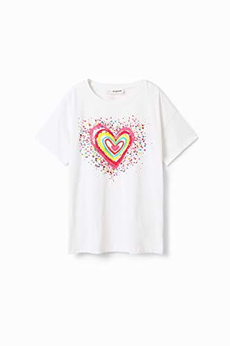 Desigual Girl's TS_Heart 1000 Blanco T-Shirt, White, 14 Years von Desigual