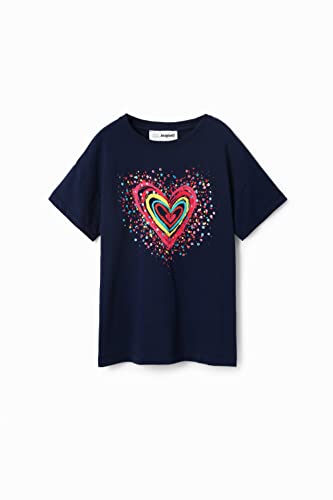 Desigual Girl's TS_Heart 5000 Navy T-Shirt, Blue, 12 Years von Desigual