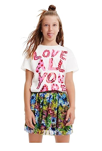 Desigual Girl's TS_Laya 1001 Crudo T-Shirt, White, 10 Years von Desigual