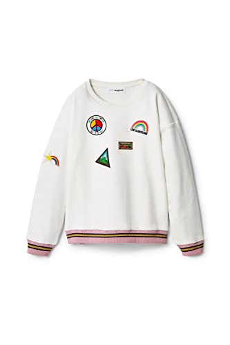 Desigual Girl's Verde 1015 ALGODÓN Sweater, White, 13/14 von Desigual