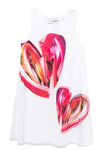 Desigual Girls Vest_Leticia Casual Dress, White, 5/6 von Desigual