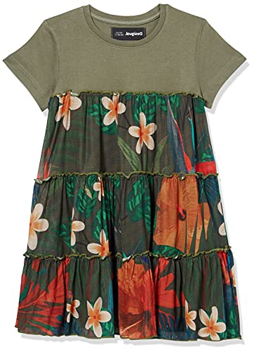 Desigual Girls Vest_Zafiro Casual Dress, Green, 3/4 von Desigual