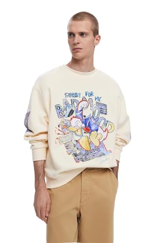 Desigual Herren 25SMSK07 Sweatshirt, White, S von Desigual