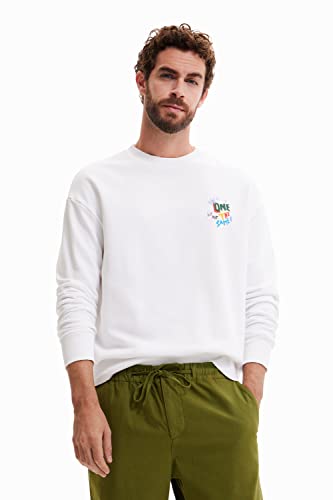 Desigual Herren Sweat_clark 1000 White Sweater, Weiß, L EU von Desigual