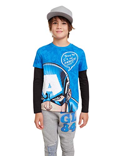 Desigual Jungen T-Shirt John Langarmshirt, Blau (Diva Blue 5139), 116 (Herstellergröße: 5/6) von Desigual