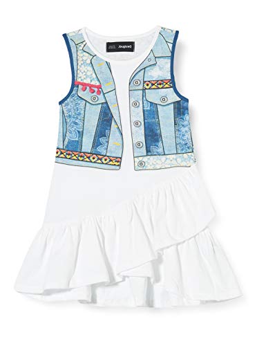 Desigual Mädchen Vest_Cuautitlá Kleid, Weiß (Blanco 1000), 104 (Herstellergröße:3/4) von Desigual