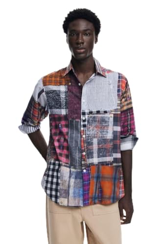 Desigual Herren Man Woven Long Sleeve T-Shirt, Rot, L EU von Desigual