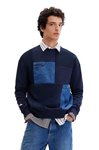 Desigual Men's 5000 Navy Sweat_NICO, Blue, L von Desigual