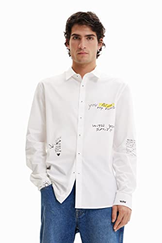 Desigual Men's CAM_Benedetto 1000 Blanco T-Shirt, White, L von Desigual