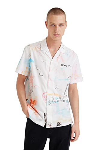 Desigual Men's CAM_David,1001 T-Shirt, White, M von Desigual